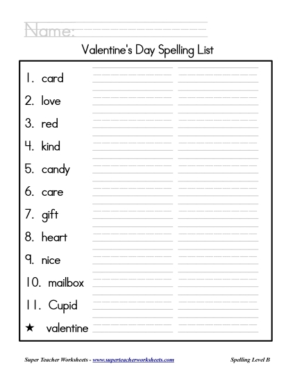 List B: Christmas - Holiday List - Valentine's Day List B: Christmas - Holiday List - Valentine's Day