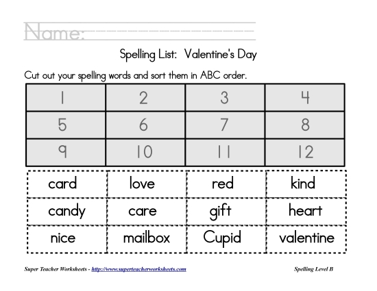 List B: Christmas - Holiday List - Valentine's Day: ABC Order List B: Christmas - Holiday List - Valentine's Day: ABC Order