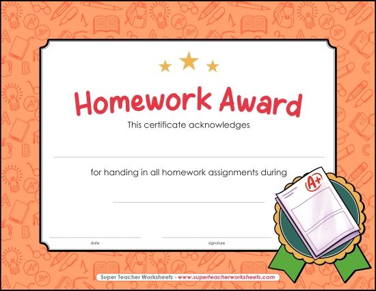 More School Awards - Homework Award More School Awards - Homework Award