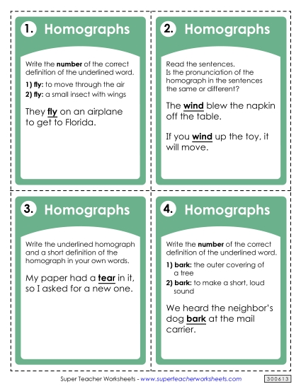 Task Cards - Homograph Task Cards