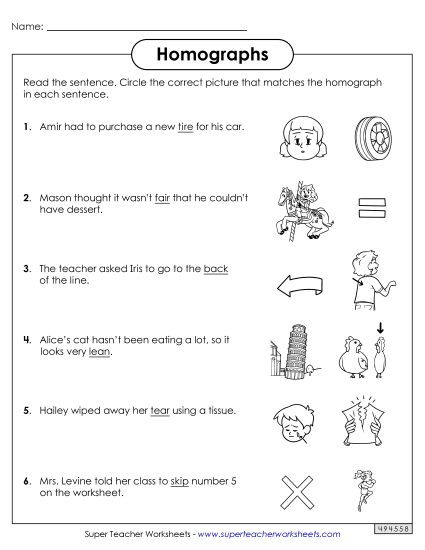 Homograph Worksheets - Homographs: Circle the Picture Worksheet 2