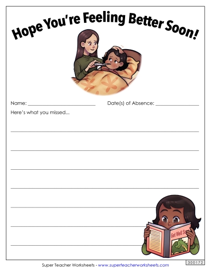 Notes for Absent Students - Hope You're Feeling Better!