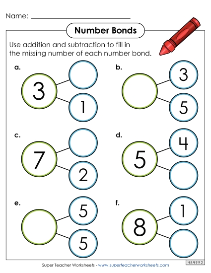 Number Bonds - Sums to 10 - Horizontal Number Bonds