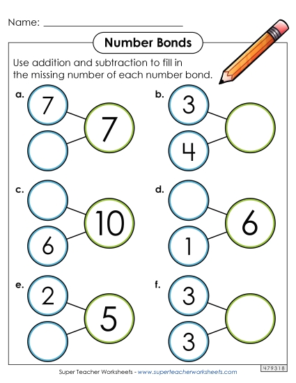 Number Bonds - Sums to 10 - Horizontal Number Bonds Worksheet 2 Number Bonds - Sums to 10 - Horizontal Number Bonds Worksheet 2