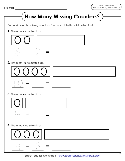 Concept Worksheets - How Many Missing Counters? Concept Worksheets - How Many Missing Counters?