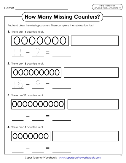 Concept Worksheets - How Many Missing Counters?