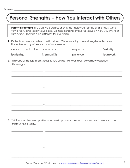 Self-Awareness - How You Interact with Others (Printable PDF Worksheet)