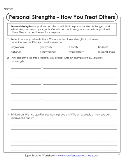 Self-Awareness - How You Treat Others (Printable PDF Worksheet)