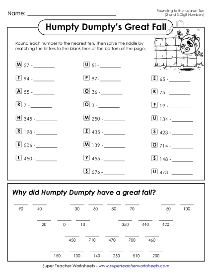Rounding - Humpty Dumpty (Rounding Nearest Ten) Rounding - Humpty Dumpty (Rounding Nearest Ten)