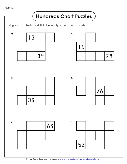 Hundreds Chart Puzzles - Hundreds Chart Puzzle 1