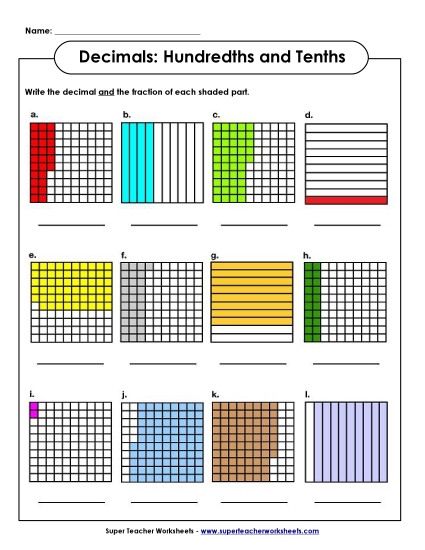 Tenths & Hundredths Mixed - Hundredths  and Tenths - Pictures