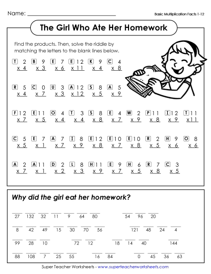 Multiplication - Hungry for Homework (Basic Multiplication Facts 0-12) Multiplication - Hungry for Homework (Basic Multiplication Facts 0-12)