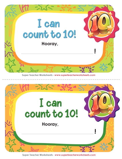 Award - I Can Count to 10! Award Award - I Can Count to 10! Award