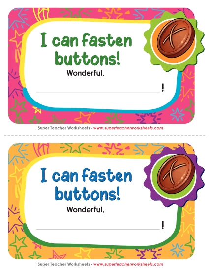 Clothing Awards - I can fasten buttons. Clothing Awards - I can fasten buttons.