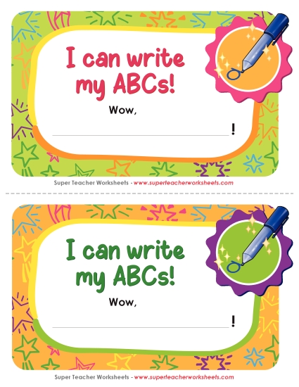 Pre-K and K ELA Awards - I can write my ABCs! Pre-K and K ELA Awards - I can write my ABCs!