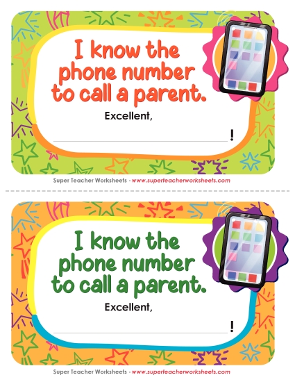 Pre-K and K Memory Awards - I know a phone number to call a parent. Pre-K and K Memory Awards - I know a phone number to call a parent.