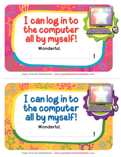 Pre-K and K Memory Awards - I know how to log in to the computer all by myself.