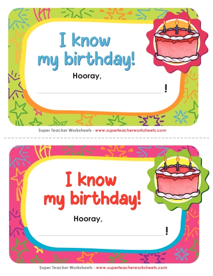 Pre-K and K Memory Awards - I know my birthday!