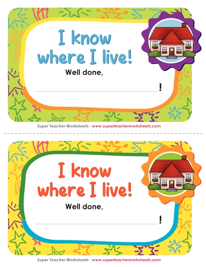 Pre-K and K Memory Awards - I know my home address! Pre-K and K Memory Awards - I know my home address!