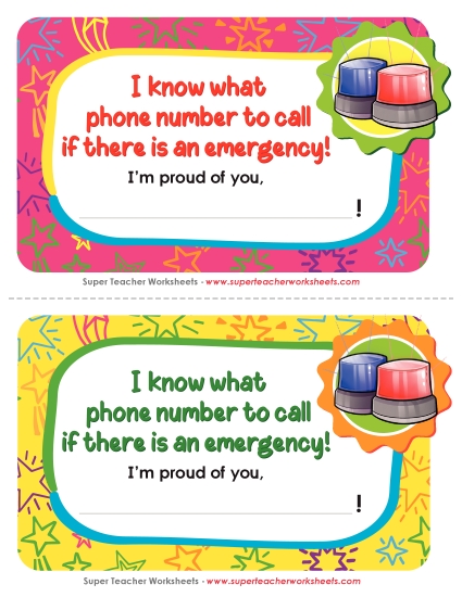 Pre-K and K Memory Awards - I know what number to call if there is an emergency. Pre-K and K Memory Awards - I know what number to call if there is an emergency.