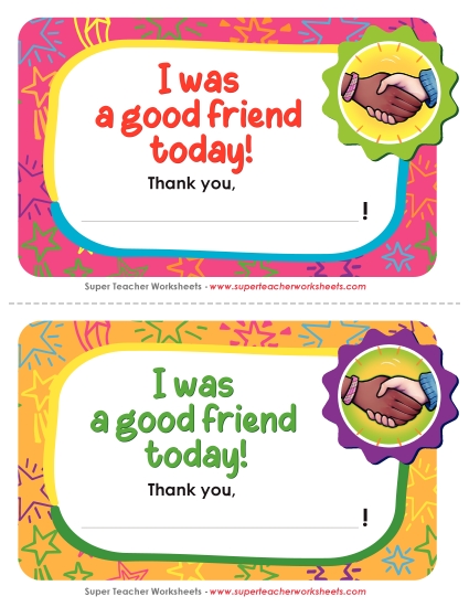 Pre-K and K Special Day Awards - I was a good friend! Pre-K and K Special Day Awards - I was a good friend!