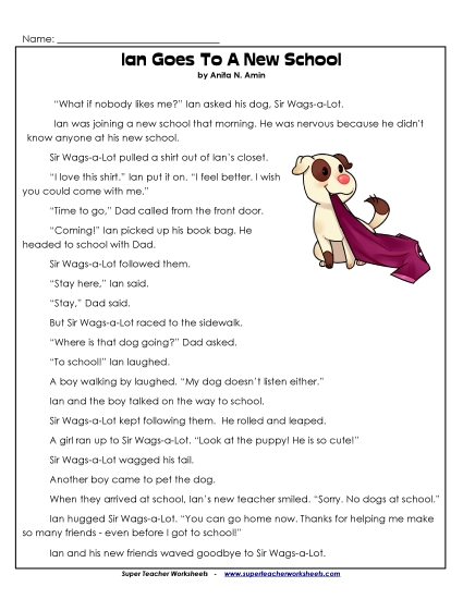 Ian and Sir Wags-a-Lot Stories (Fiction) - Ian Goes to a New School