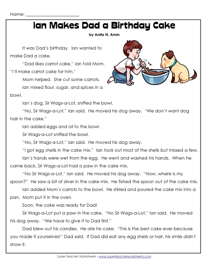 Ian and Sir Wags-a-Lot Stories (Fiction) - Ian Makes Dad a Birthday Cake 