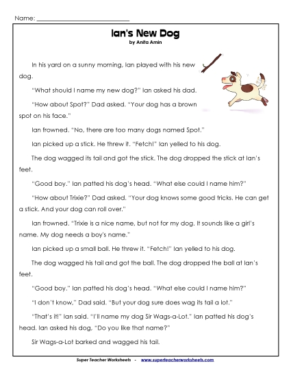 Ian and Sir Wags-a-Lot Stories (Fiction) - Ian Names His Dog