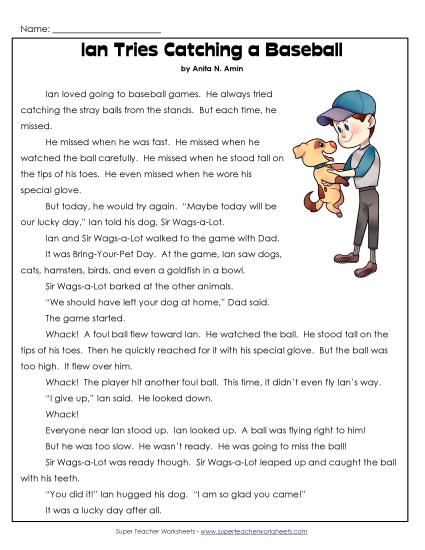Ian and Sir Wags-a-Lot Stories (Fiction) - Ian Tries Catching a Baseball