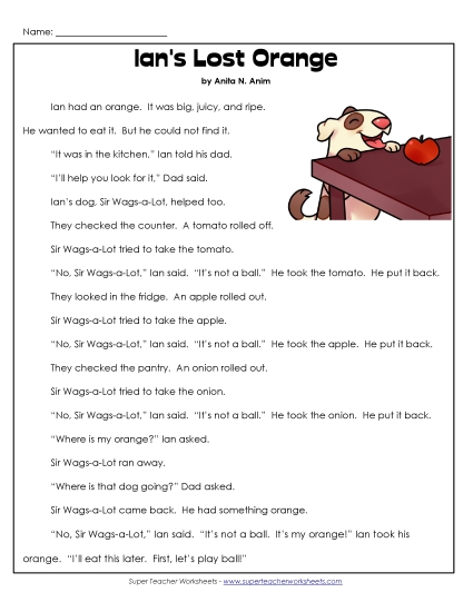 Ian and Sir Wags-a-Lot Stories (Fiction) - Ian's Lost Orange