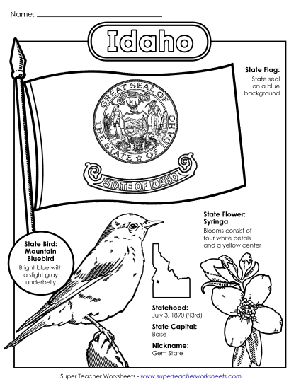 Symbols - Idaho State Symbols Coloring Page Symbols - Idaho State Symbols Coloring Page