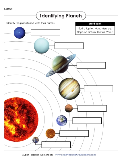 Worksheets (Level: Intermediate) - Identify the Planets Worksheets (Level: Intermediate) - Identify the Planets