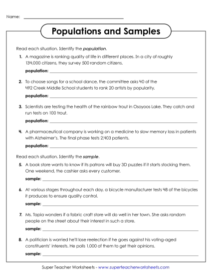 Samples & Populations - Identifying Population