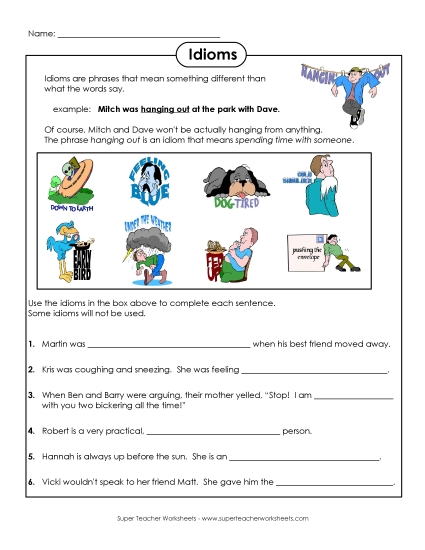 Idiom Sentences Idiom Sentences