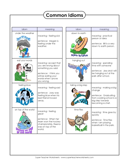 Idioms: Illustrated List Idioms: Illustrated List