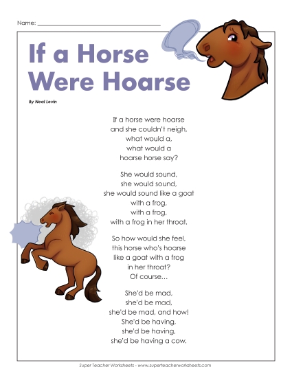 5th Grade Poems - If a Horse Were Hoarse
