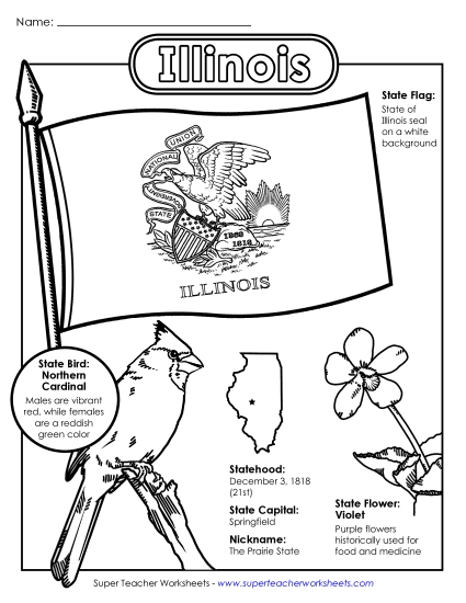 Symbols - Illinois State Symbols Coloring Page