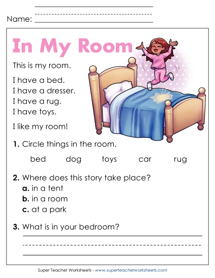 Reading Comprehension and  Additional ELA Skills - In My Room 