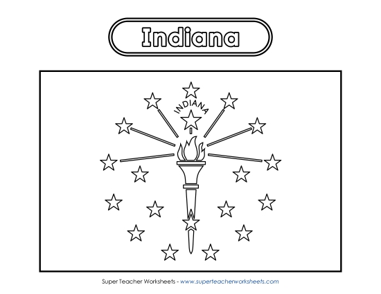 Flags & Seals - Indiana Flag Coloring Page