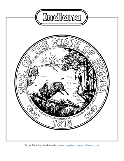 Flags & Seals - Indiana State Seal (Black & White)