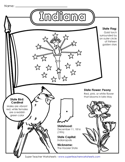 Symbols - Indiana State Symbols Coloring Page Symbols - Indiana State Symbols Coloring Page