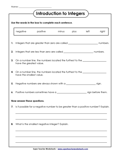 Basic Integers - Integer Questions (Basic) Basic Integers - Integer Questions (Basic)