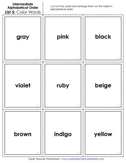 Intermediate ABC Order (Second & Third Letter) - Intermediate: Card Sort 2 Intermediate ABC Order (Second & Third Letter) - Intermediate: Card Sort 2