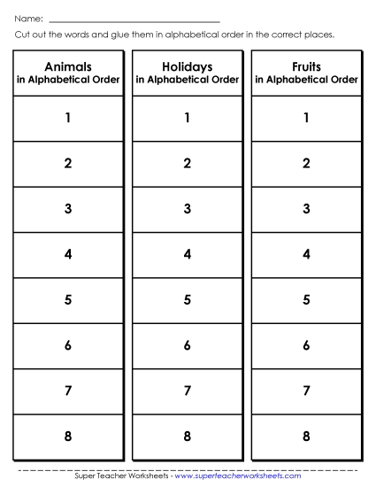 Intermediate ABC Order (Second & Third Letter) - Intermediate Cut-and-Glue Activity Intermediate ABC Order (Second & Third Letter) - Intermediate Cut-and-Glue Activity