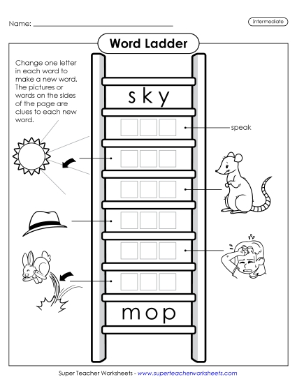 Level: Intermediate - Intermediate Word Ladder: Sky to Mop
