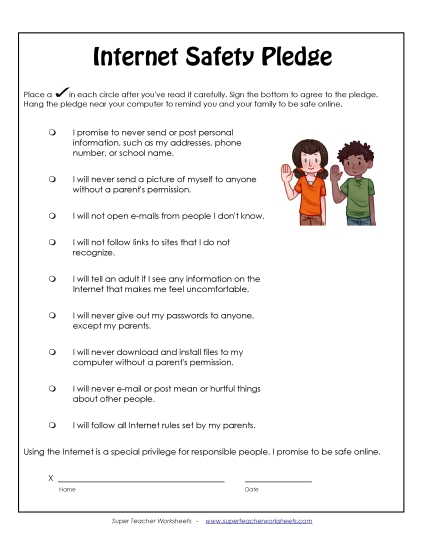 Worksheets - Internet Safety Pledge
