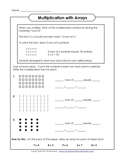 Multiplication Arrays - Introduction to Arrays Multiplication Arrays - Introduction to Arrays