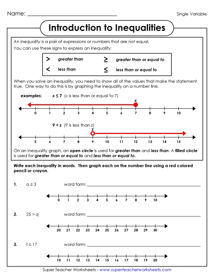 Basic Level: Positive Whole Numbers Only - Introduction to Inequalities (Basic) Basic Level: Positive Whole Numbers Only - Introduction to Inequalities (Basic)