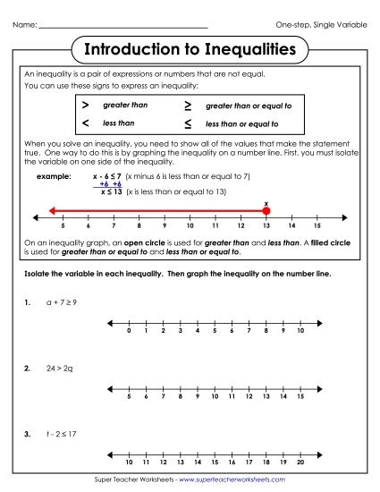 Basic Level (Whole Numbers Only) - Introduction to Inequalities (Basic)