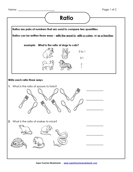 Basic Ratio Worksheets - Introduction to Ratios (Pictures)